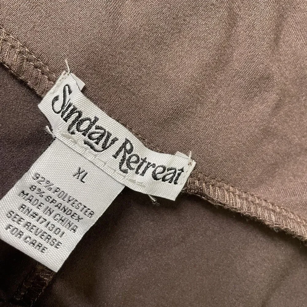 Sunday Retreat Brown Pull On Flare Pants Wide Waistband Women Size XL